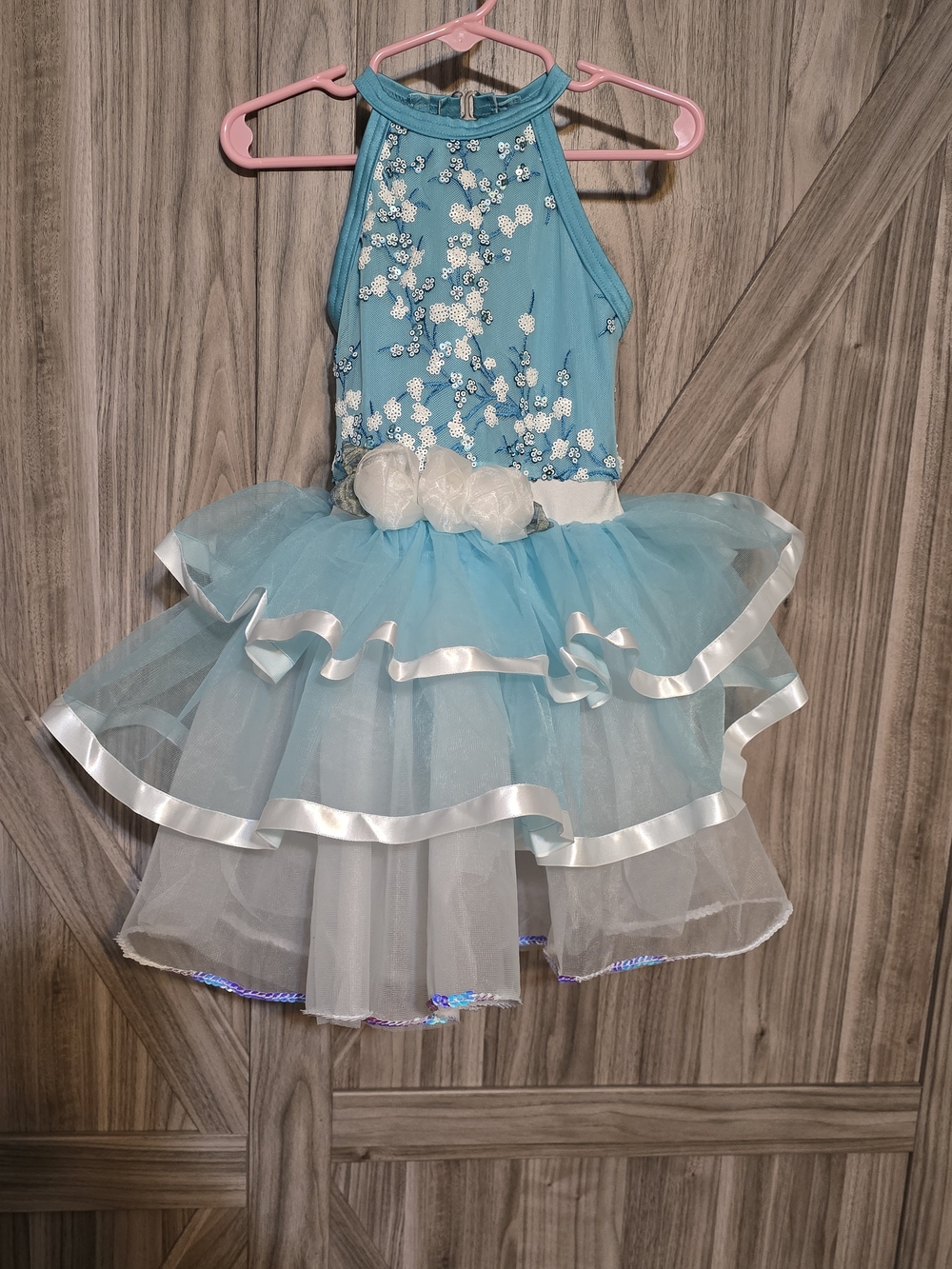 Weissman Aqua Blue Floral Tulle Dance Costume
